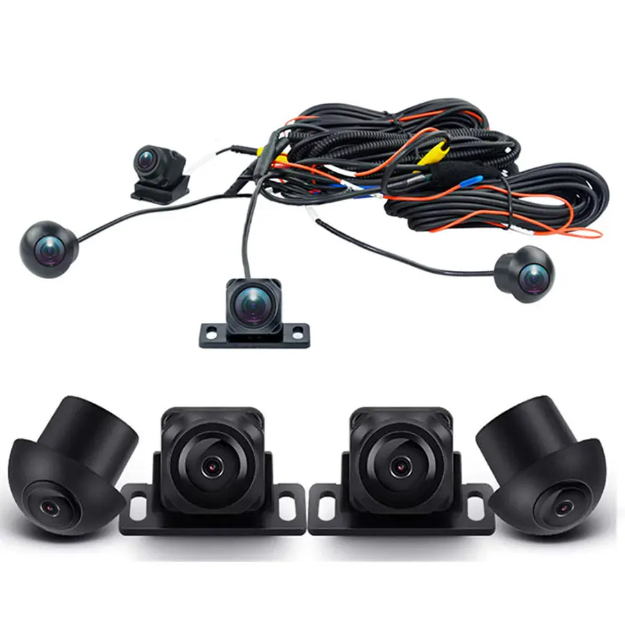 Araba 360 kamera 1080p 3D WDR Surround görüş sistemi 4 kanal DVR kaydedici araba gözetim sistemi AccessoriesAndroid built-in360