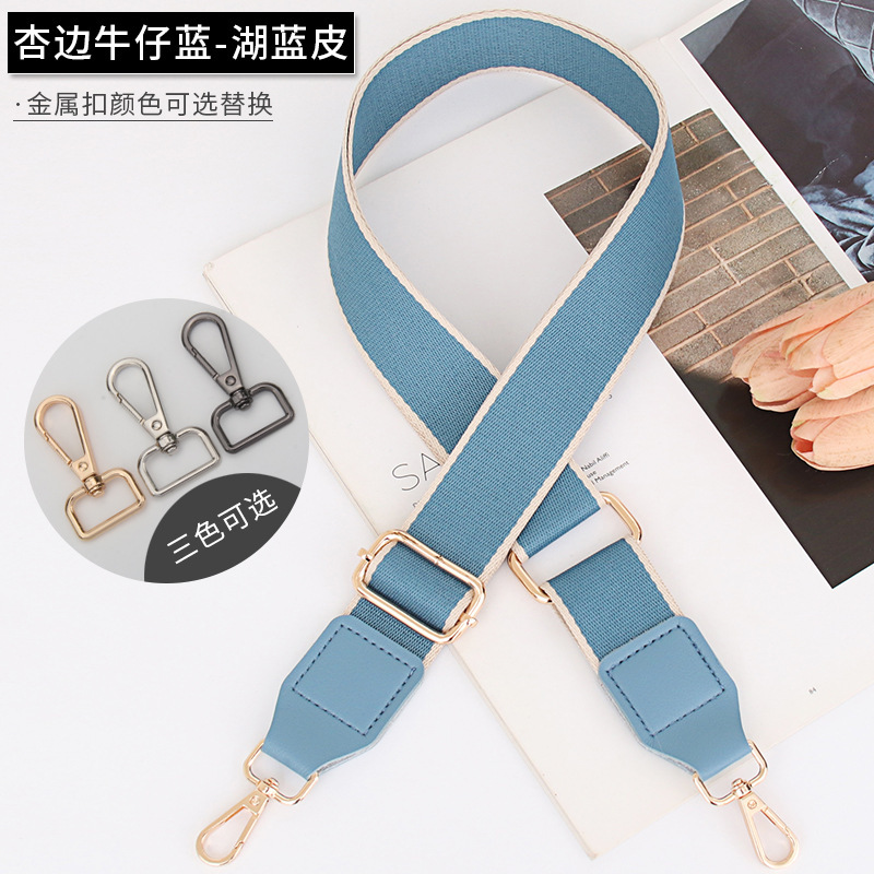 38 cm denim bleu bordé abricot-cuir bleu lac