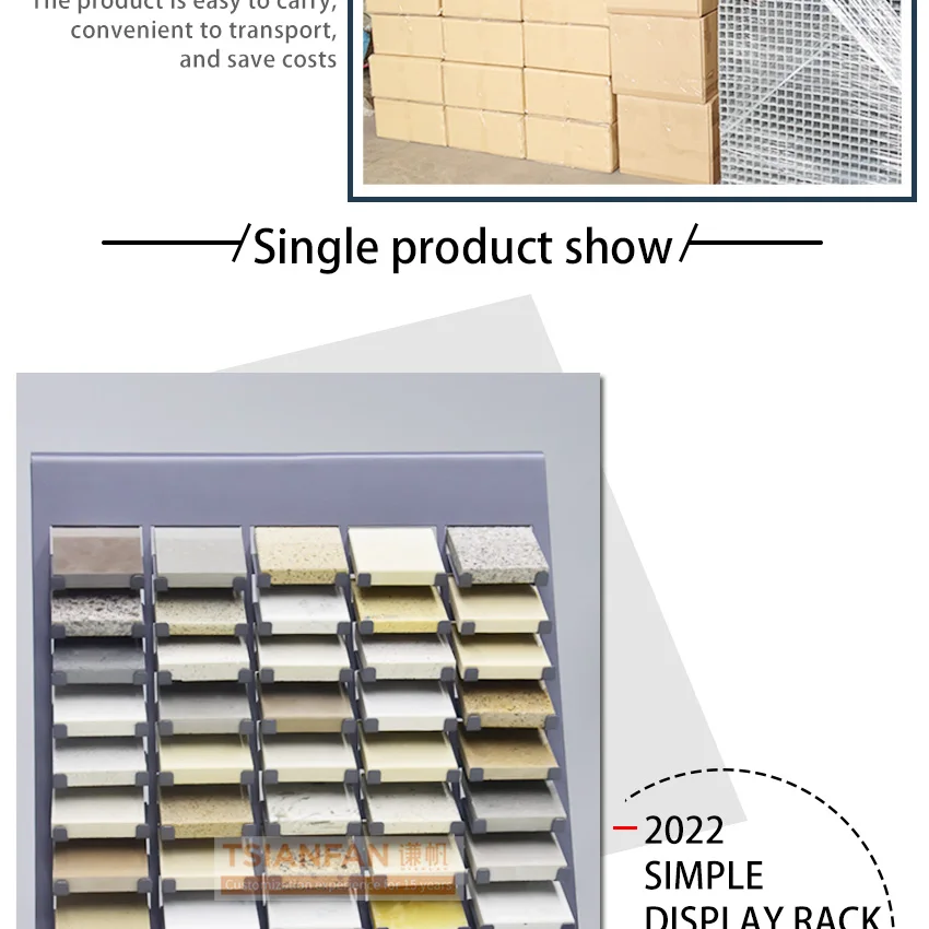 New design metal panel ceramic tile countertop rack natural stone marble quartz showroom stone tile showroom display