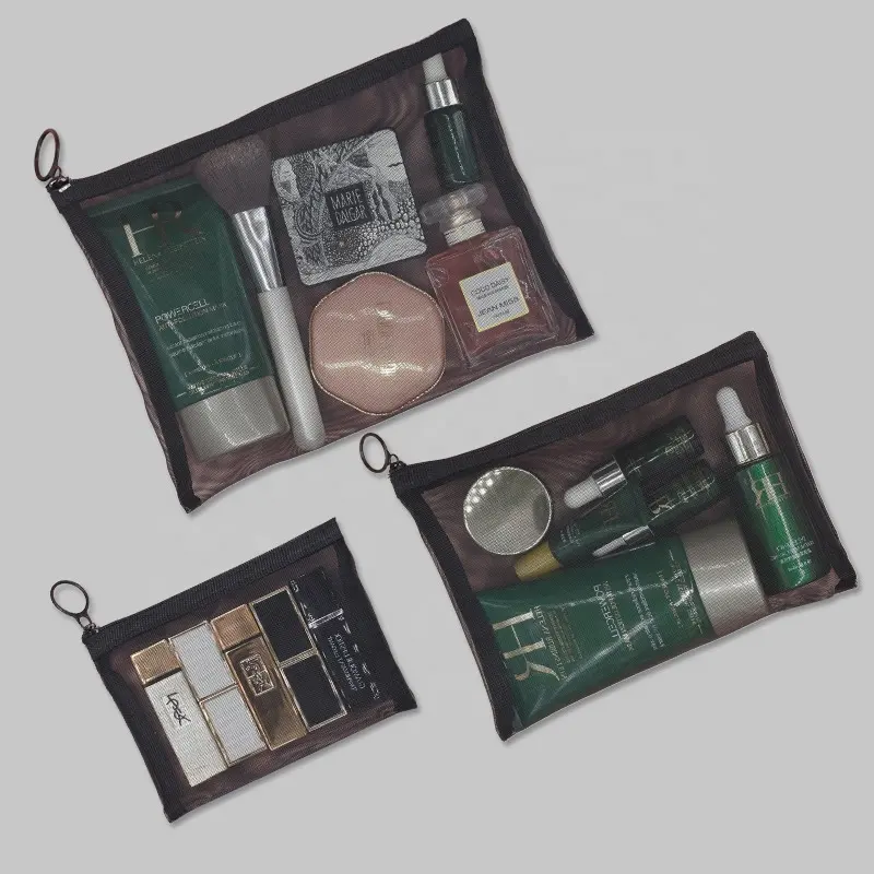 Bolsa de pincéis de maquiagem ecológica, bolsa preta personalizada para cosméticos