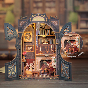 CuteBee New Style <strong>DIY</strong> Cat Dollhouse Count Cat's Study Bookshelf Decoration <strong>Mini</strong> <strong>Diy</strong> <strong>Book</strong> Nook Use As a Gift - Product Image 3