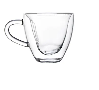 Taza de té de cristal con forma de corazón para amantes, taza de café transparente de doble capa con forma de corazón de 240/180ml, regalo para amantes, vasos y tazas
