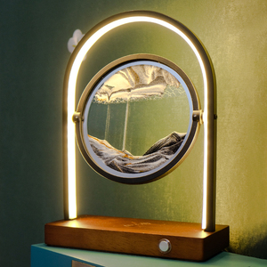 Decoration 3D Quicksand Night Light Smart <strong>Led</strong> Wireless Charging 3 Colors Hourglass Stepless Dimming Table Lamp - Product Image 1