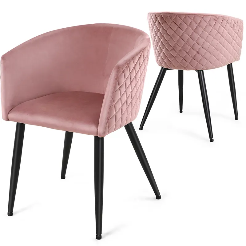 Modern Velvet Rosa Cadeiras De Jantar Em Forma De Diamante Acolchoado De Veludo Vermelho Cadeiras De Jantar Confortáveis Com Capa De Veludo