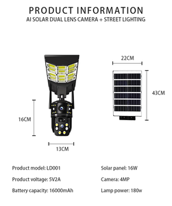 Straßen laterne LED 4MP Dual Lens IP Dome Kamera HD bunt Wireless/4G Sim Karte Solar batterie CCTV Security Network Kamera - Product Image 2
