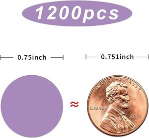1200件可回收0.75英寸彩色编码车库销售贴纸易写紫色穿孔空白庭院销售价格标签 - Product Image 1