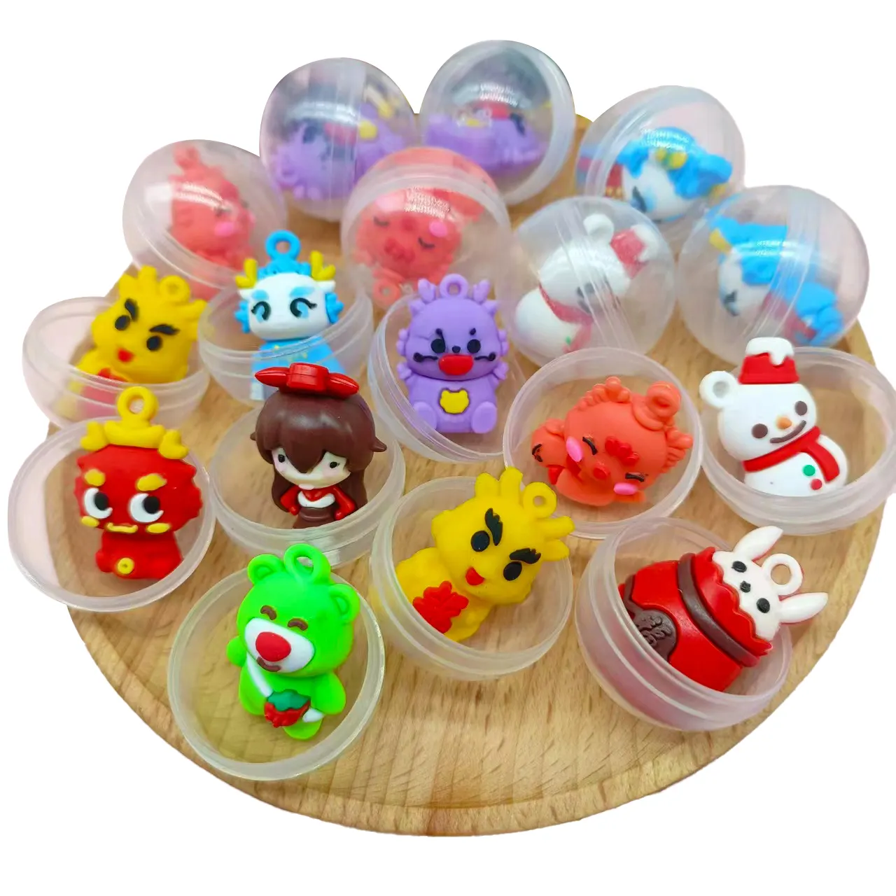 Transparent Twisted Egg Toy Capsule Round Ball Surprise Eggs with Mini Toys