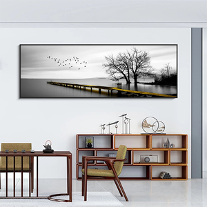 大型油画客厅装饰黑白海报抽象风景画 - Product Image 1