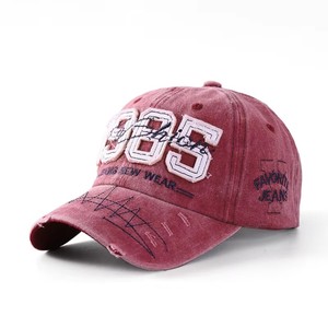 Tùy Chỉnh 6-Panel Có Thể Giặt Denim Thể Thao Cap Tùy Chỉnh 3D Thêu Đau Khổ <span class=keywords><strong>R</strong></span>ửa Cũ Mũ Bóng Chày Với 1965 Thư Vá - Product Image 6