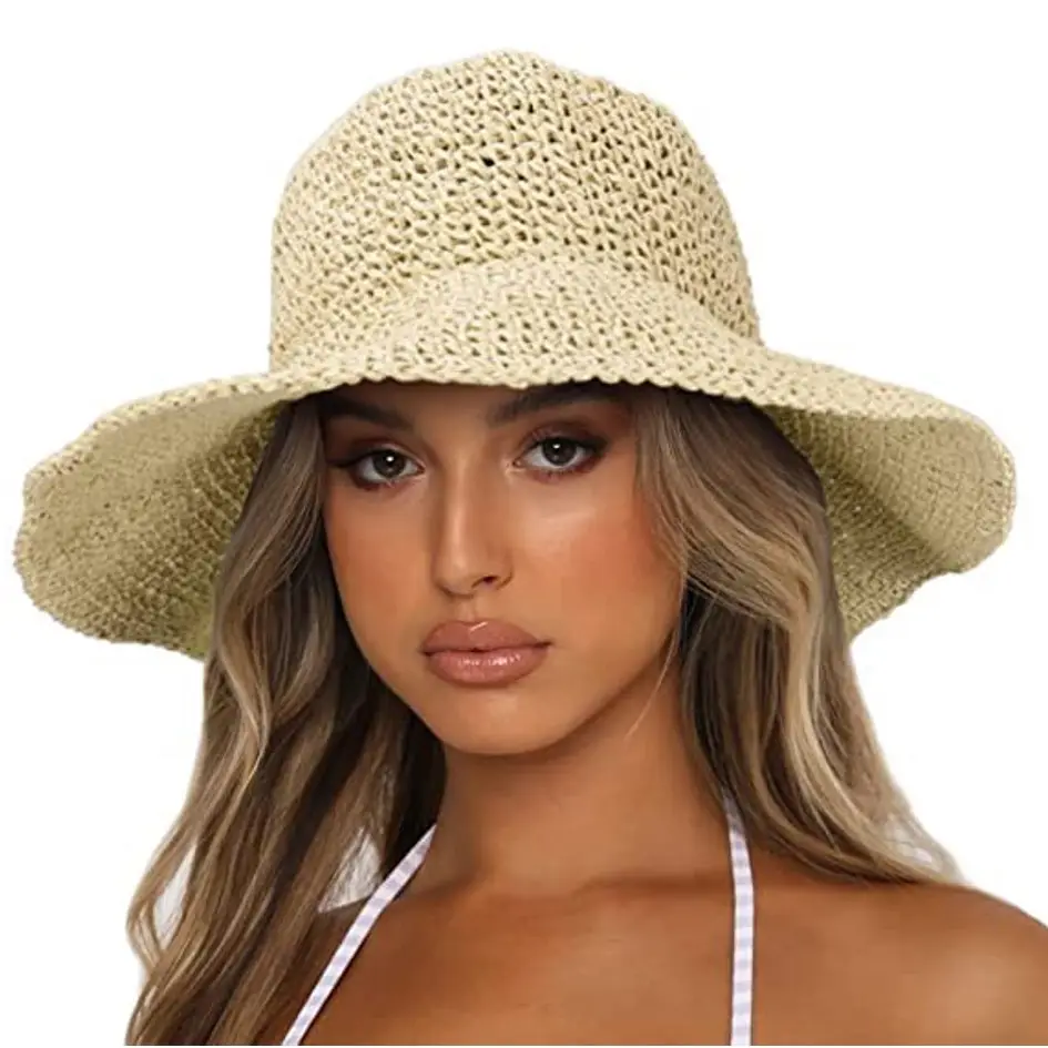 BSBH Großhandel Rts Frauen Sommer Stroh Panama Hüte Breite Krempe Strand Strohhut Ausflug Sonnenblende Stroh Strand Hüte Urlaub Cool