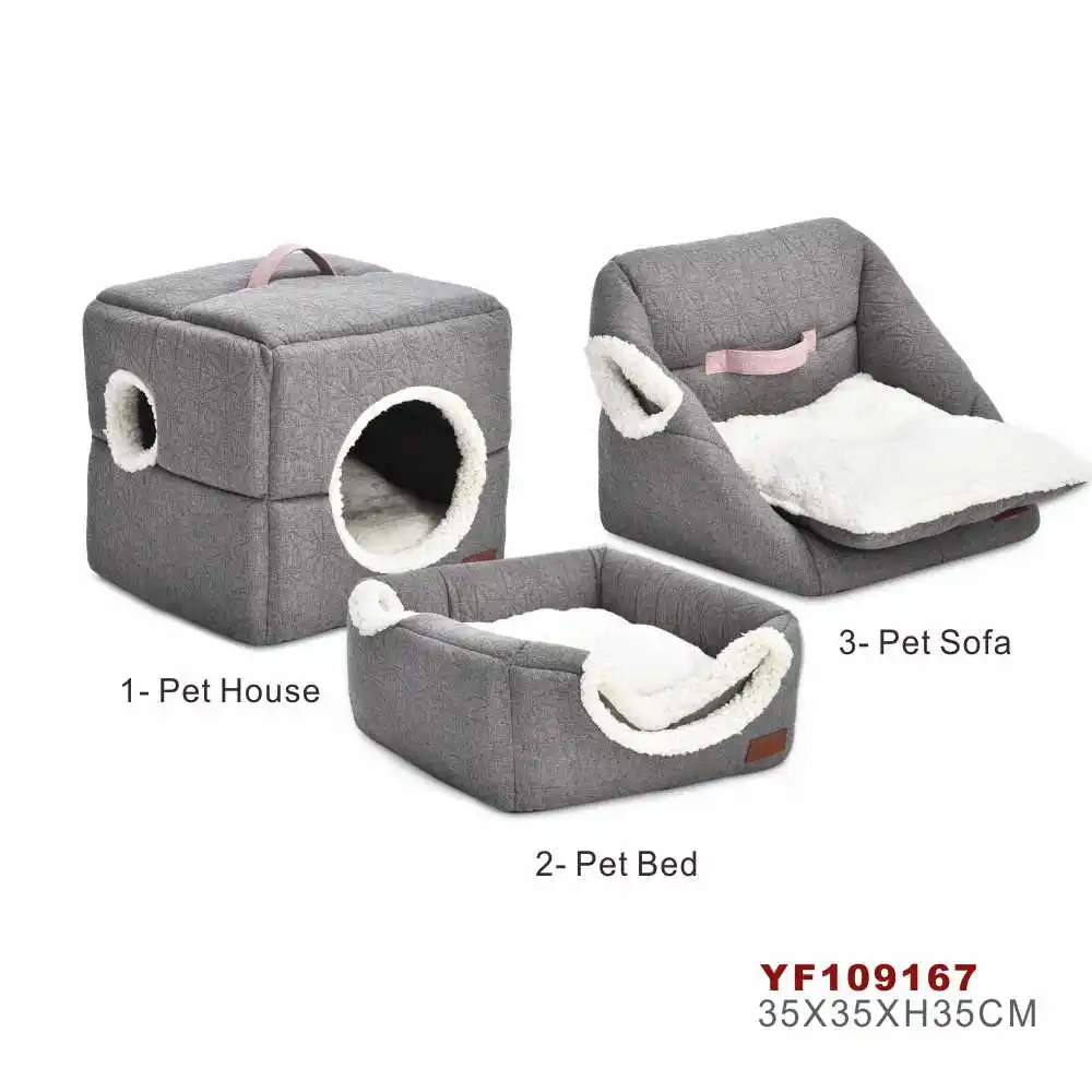 3 In 1 Pet House Sofa Cave Short peluche morbido pile caldo tessuto facile da pulire Cat Dog Bed