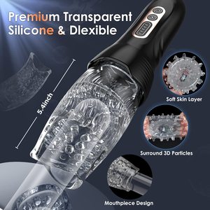 Netphi Adult TPE Sex Toys Automatic Male Masturbator 5 Thrusting 10 Vibrating Modes Pussy Dildo Cock Ring Vagina Pocket for <strong>Men</strong>