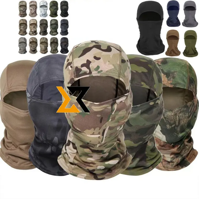 Vente en gros de cagoule de camouflage papillon de football imprimée sur mesure en coton avec strass et logo personnalisé masque de ski