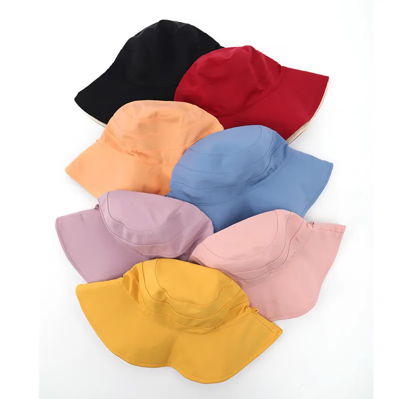 Ins Simple Fashion Korean Fisherman Hat For Women Men Reversible Plain Cotton Portable Sunscreen Sun Hat Bucket Hats