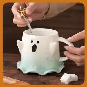 ฮาโลวีนเซรามิคถ้วยน้ําเมจิก Phantom Elf แก้วกาแฟ Quirky คู่ Ins น่ารักผีนมชา Handmade ความงาม - Product Image 2