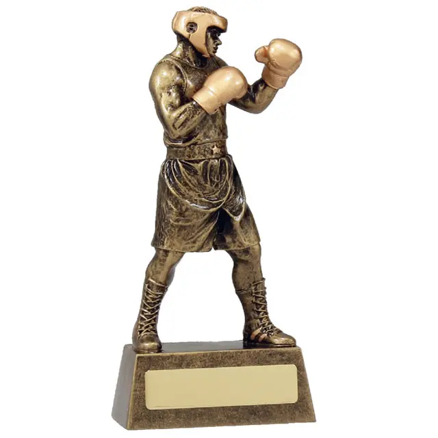 Guante de boxeo dorado personalizado de resina, nuevo diseño, trofeos de boxeo