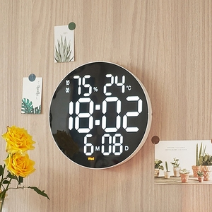 LED Runde 3D Großbild Wanduhr Digitale Temperatur Luft feuchtigkeit Datum Anzeige Wecker Moderne Wohnkultur mit Fernbedienung