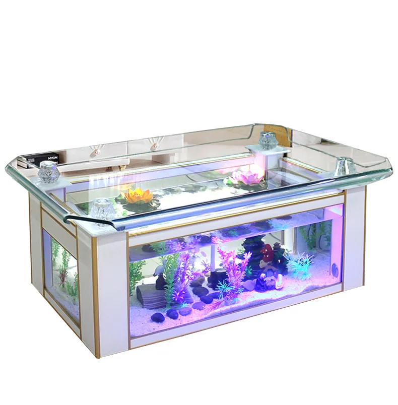 En gros aquarium tortue réservoir salon canapé table haut ultra blanc curling table basse écologique verre aquarium