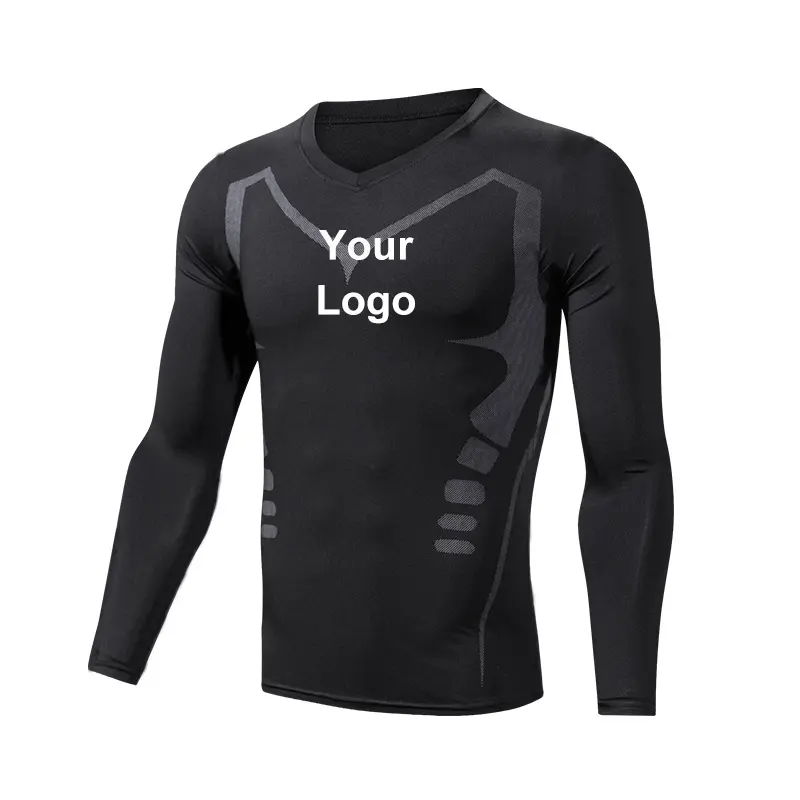 Accetta il Logo personalizzato MOQ basso maglietta da corsa a maniche lunghe da uomo in tessuto di poliestere ad asciugatura rapida estiva di alta qualità