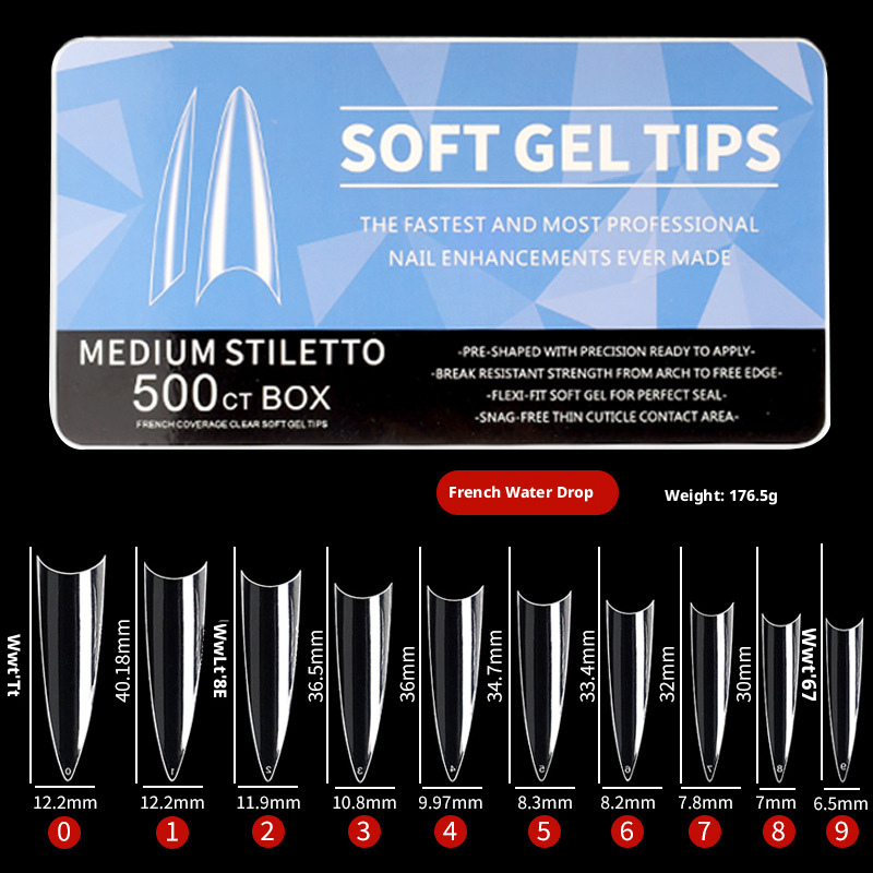 Gota de agua francesa (punta de uña brillante 550 piezas/caja)