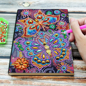 A5 Size &amp; 64 <strong>Pages</strong> DIY 5D <strong>Notebook</strong> <strong>with</strong> Diamond Painting Cover Kits Butterfly Shaped Leather <strong>Plain</strong> Journal Notepad - Product Image 3