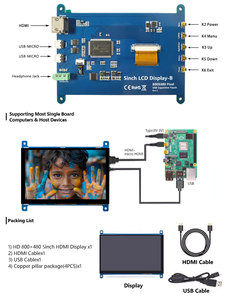 Raspberry Pi 5-Zoll-Display 800x480 Auflösung IPS LCD RGB-Schnitts telle LCM-Panel Kapazitiver Touchscreen mit HD-MI platine - Product Image 5