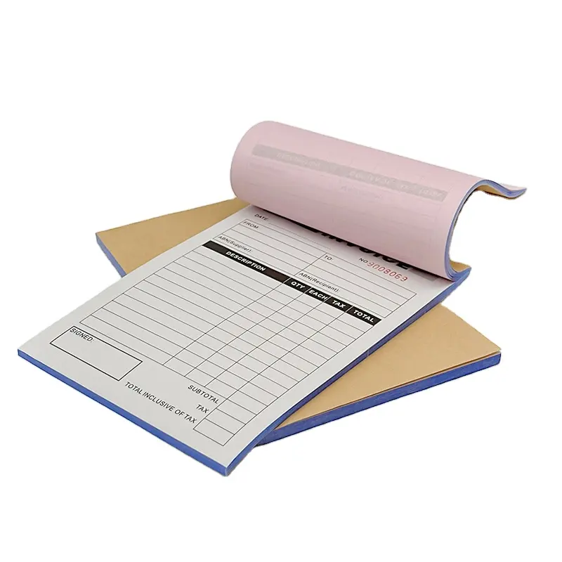 Customized Carbon Paper Custom Printing Cash Receipt Invoice Record Bill Book Design with Saddle-Stich Binding