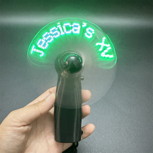 Mini ventilador con mango LED con pantalla de mensaje y logotipo personalizado - Product Image 2