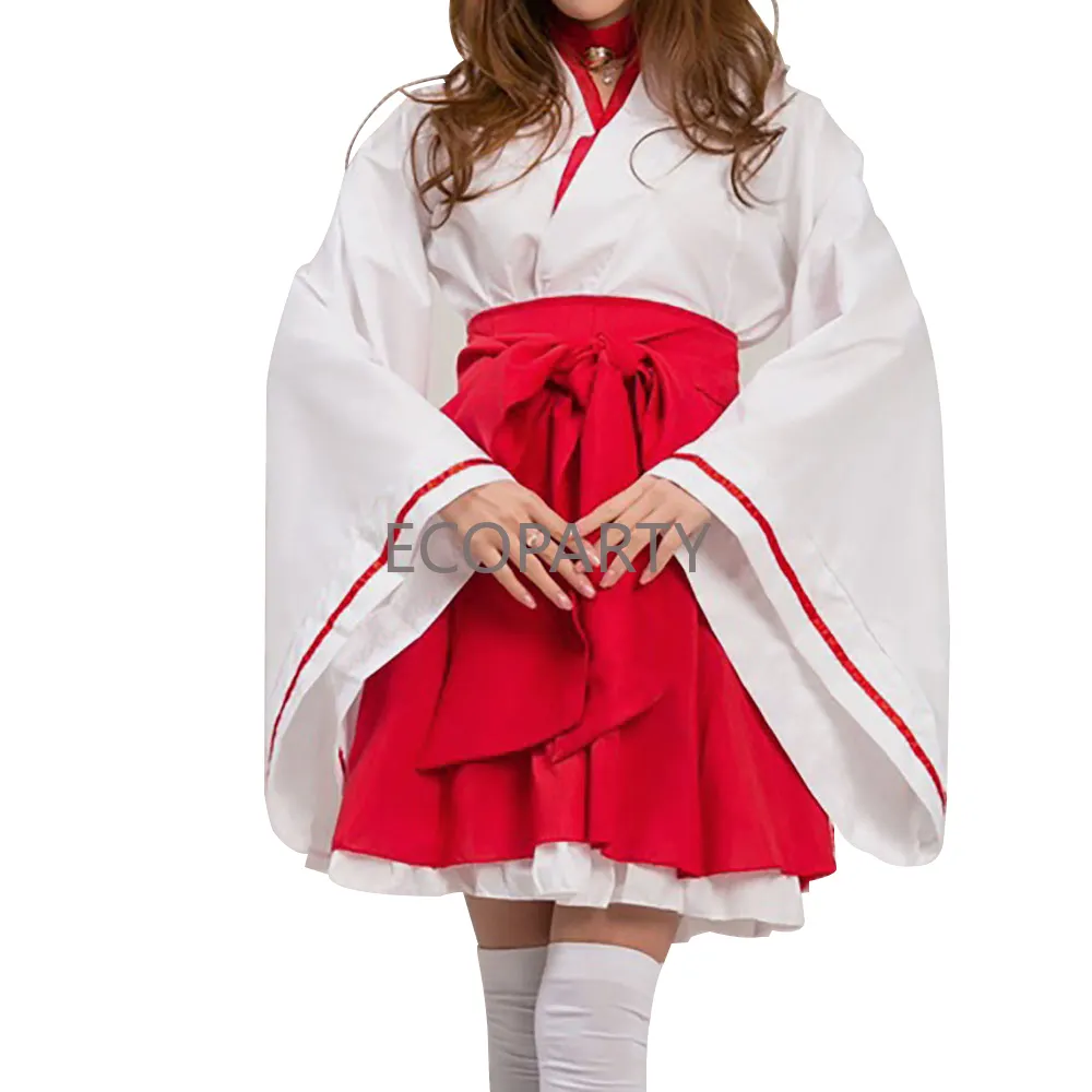 S-5XL Plus Size Anime Japonês Kikyo Kimono Cosplay Miko Traje Fox Spirit Kitsune Kami Oinari Sama Witch Fancy Dress das Mulheres