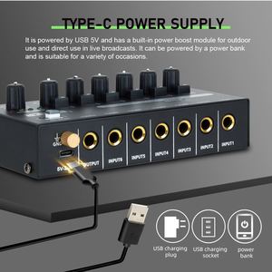 キーボードに適したモニタールーティング付きMIX600ProプロフェッショナルMutilミキサー小型ステージ電子ドラムサブミキサー - Product Image 3