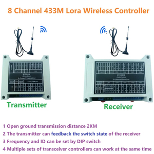RTTXA08 RTRXB08 TB450 8CH 433M Lora Controlador de interruptor remoto Módulo de relé IO inalámbrico punto a punto para hogar inteligente - Product Image 3