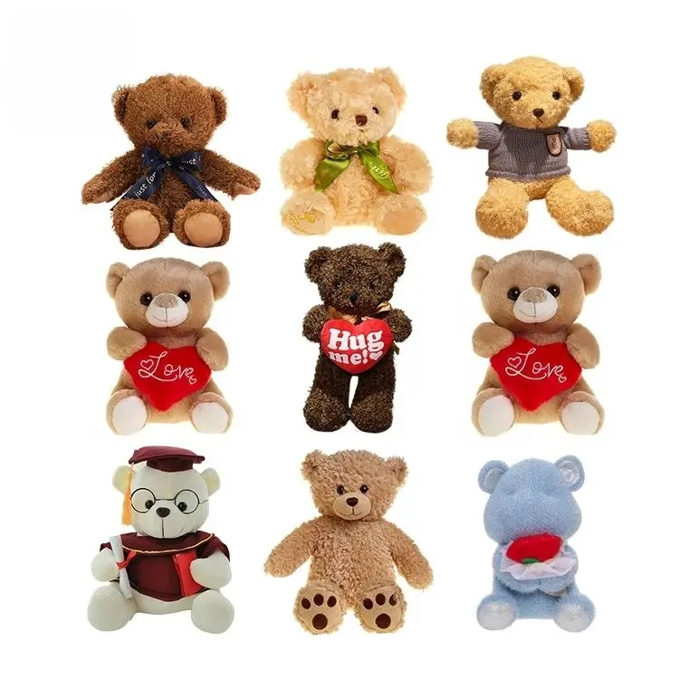 Commercio all'ingrosso soffice peluche imbottito Mini piccolo orsacchiotto peluche giocattolo con i vestiti