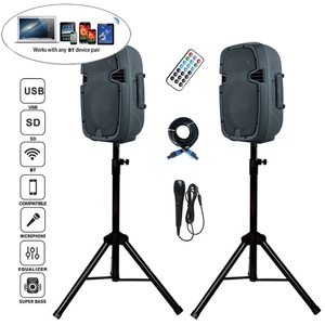 Professional Audio 1000W 2 Way Powered Combo 10&quot; PA <strong>Speaker</strong> <strong>System</strong> Sound Box Active + Passive 2 Cable+2 Stands/Mic Bocina - Product Image 2