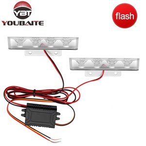 1 takım DC 12V 4 LED flaş denetleyici araba kamyon ışık kırmızı ve mavi yanıp sönen Led stroboskop uyarı ışığı - Product Image 1