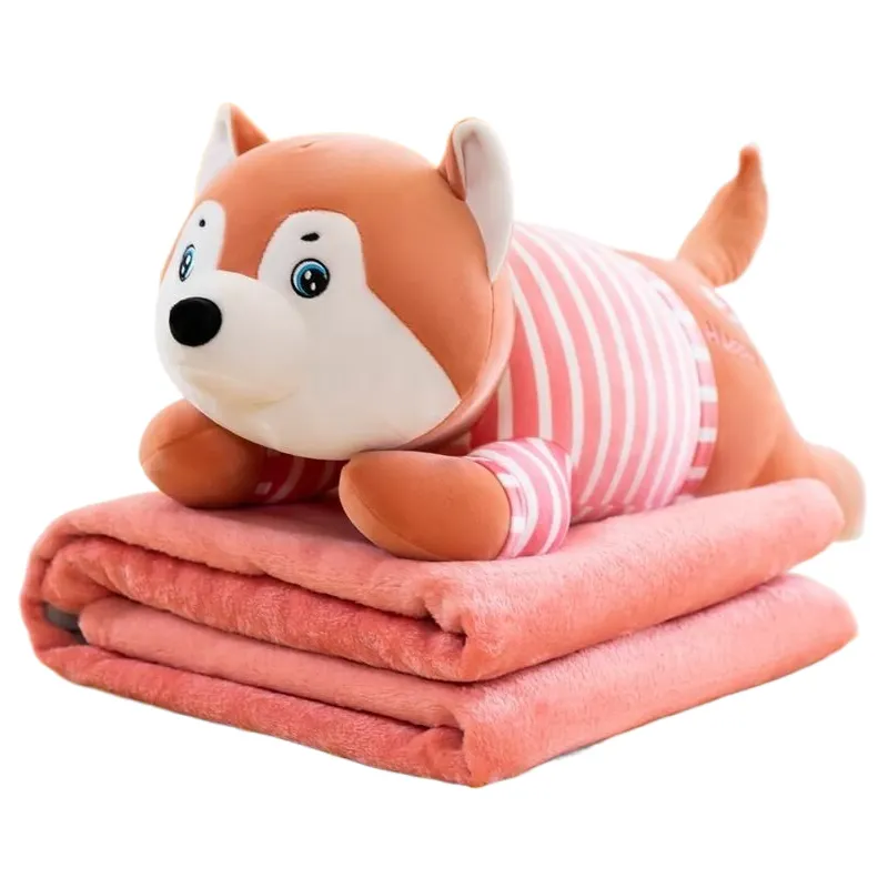 Edredón de verano superventas, manta de felpa para aire acondicionado, juguete Rosa Husky, cojín de decoración para sofá