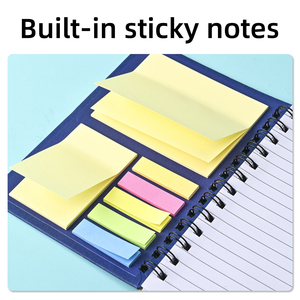 Cuaderno espiral de tapa dura personalizado cubierta de papel Kraft Bloc de notas marcador de página índice de colores cuaderno con notas adhesivas