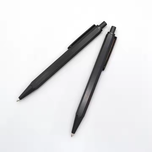 定制徽标点击笔-商务和办公用的精致设计。全哑光黑色金属笔。礼品笔。 - Product Image 1