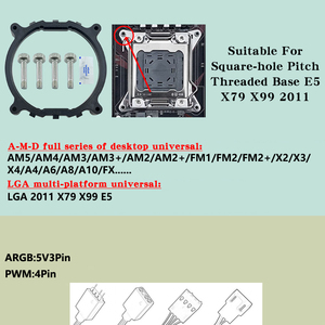 QiuzAim 120mm LED Fans CPU Cooler Copper Heat Sink AM4/LGA2011 Sockets Silent ARGB 6 Heat Pipe for <strong>Custom</strong> <strong>Computer</strong> Tower <strong>Builds</strong> - Product Image 2