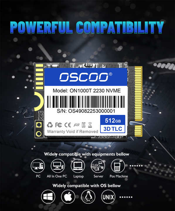 OSCOO NVMe M2 SSD 1TB PCIe Gen4x4 512GB ฮาร์ดไดรฟ์ 1Terra โซลิดสเตตรีดไดรฟ์สําหรับ Steam คอนโซลดาดฟ้า