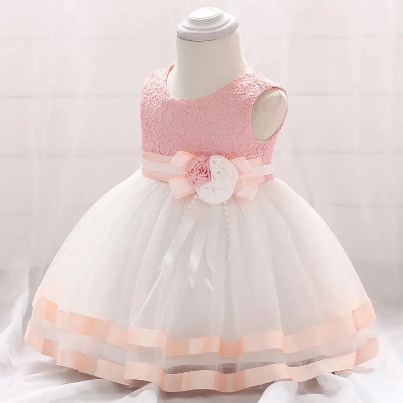 Robe d'été pour bébés filles, rose, tenue de fête pour mariage, baptême, nouveau-né, vêtements de princesse pour fillettes de 1 ans, 2021