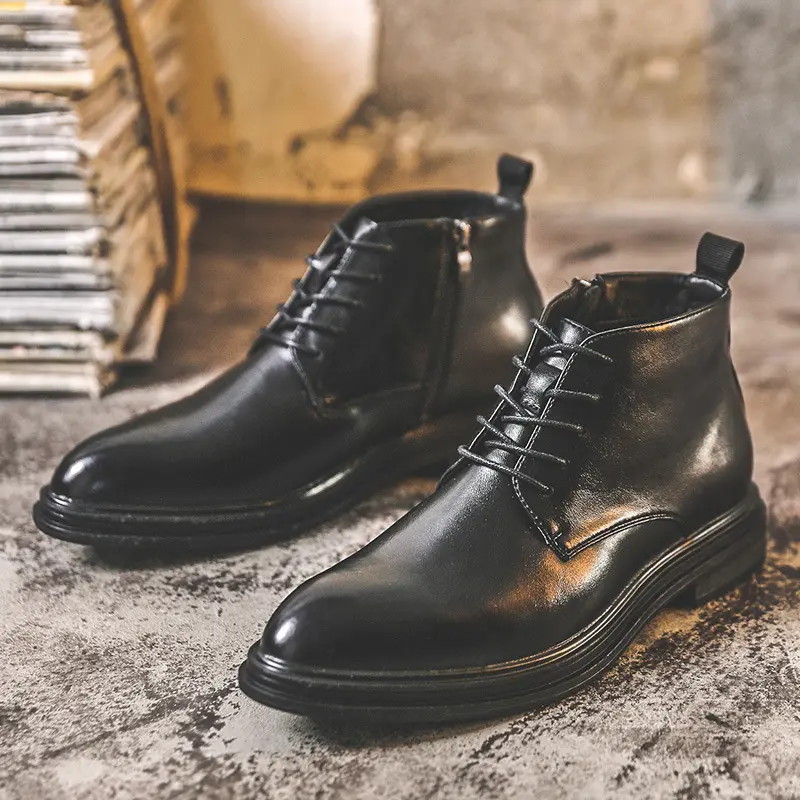 Bona-bottines imperméables en cuir à lacets pour homme, chaussures de Style britannique, montantes, confortables, antidérapantes, idéales pour le désert