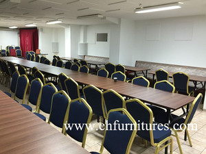 Đa Chức Năng Điều Chỉnh Walnut Hình Chữ Nhật Bảng Top Văn Phòng Semina Có Thể Gập Lại Hội Nghị Trestle Bảng Cho Khách Sạn Và Tiệc - Product Image 6