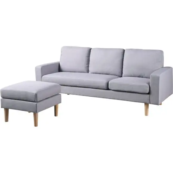 Convertible Sectional Sofa Couch Modern Linen Fabric L-Shaped 3-Seat Sofa Sectional with Reversible Chaise