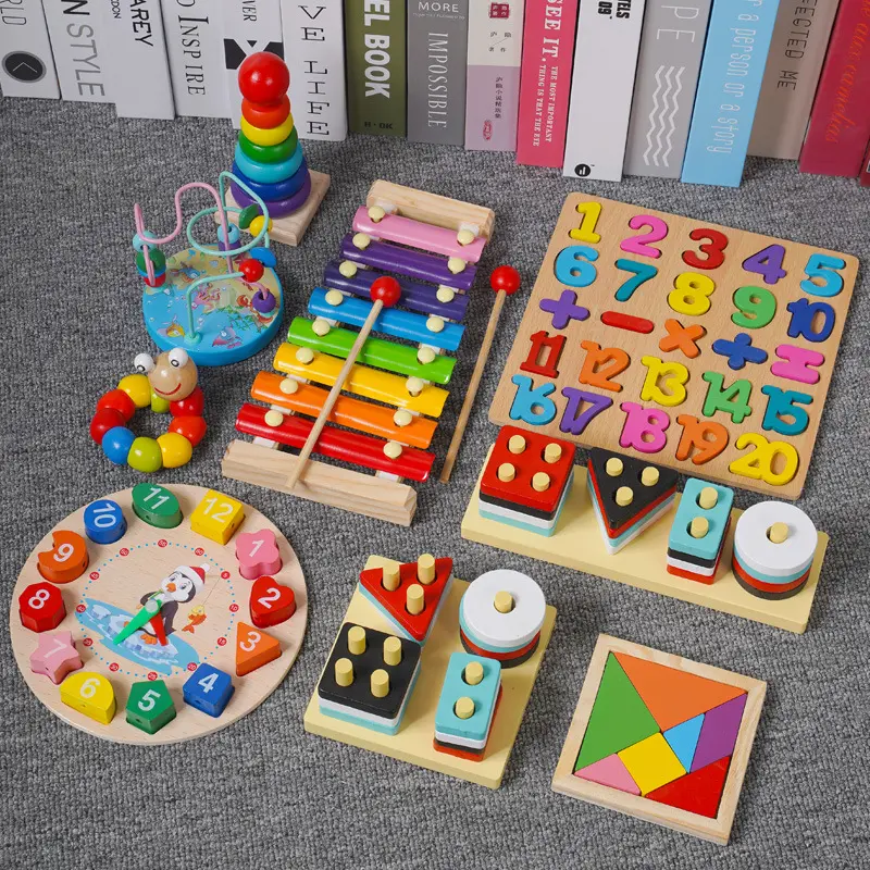 Mới Đến Bằng Gỗ Giáo Dục Bộ Đồ Chơi Đa Chức Năng Montessori Đồ Chơi Bé Quà Tặng 6 Trong 1 Bộ