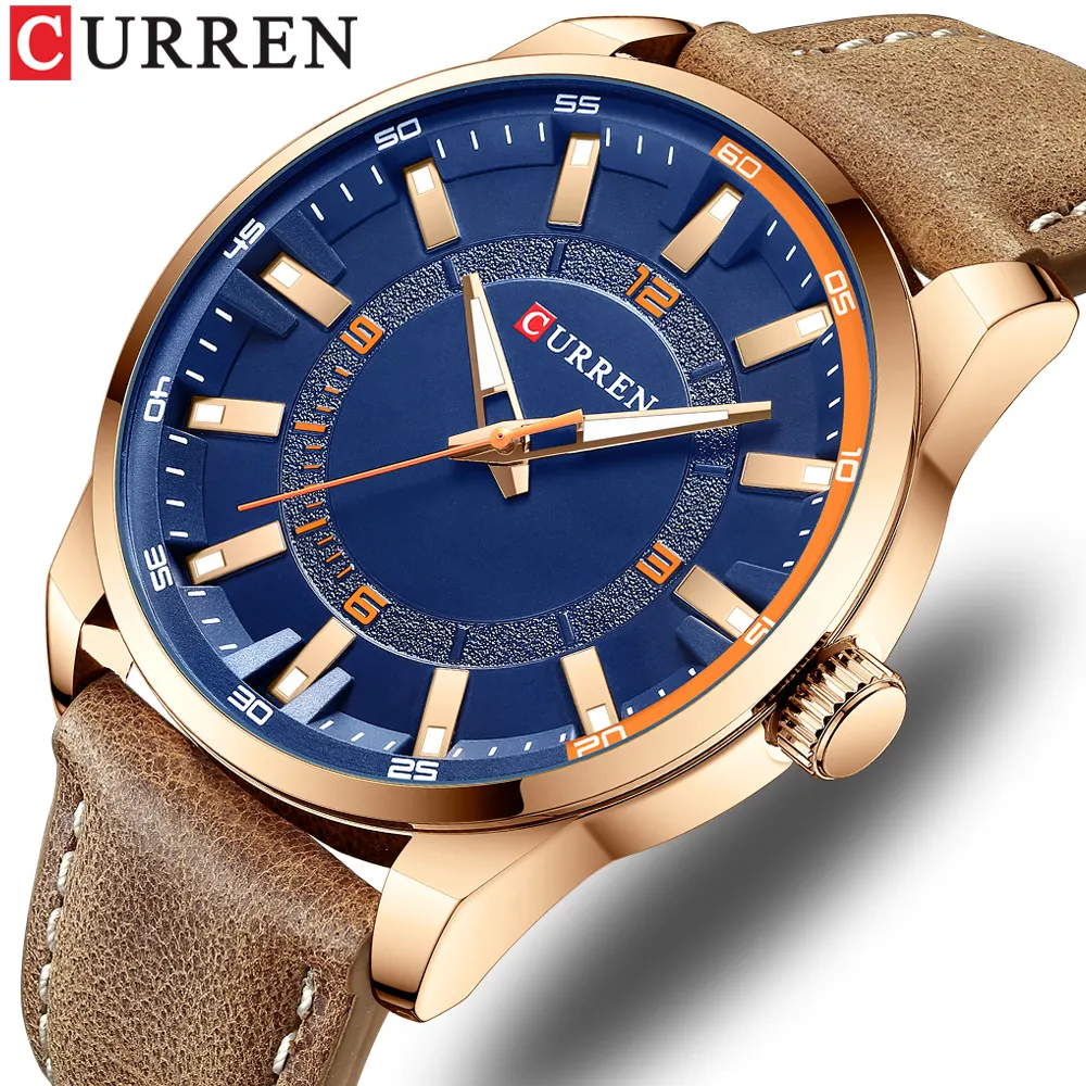 Curren 8390 الحديثة ساعات كوارتز للرجال التناظرية للماء Relojes الفاخرة ووتش الرجال الجلود