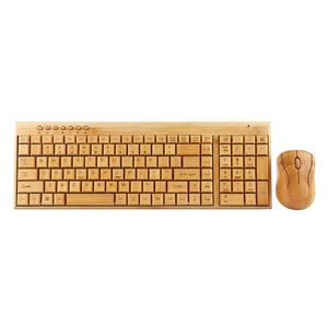 Teclado de PC de bambú inalámbrico de 2,4G y ratón con cable combinado hecho a mano de madera Natural accesorios de ordenador de oficina Plug Play - Product Image 2