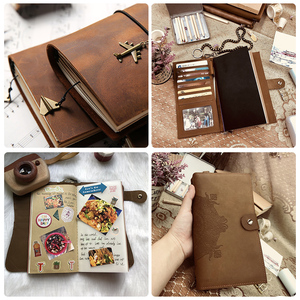 Benutzer definierte handgemachte Abdeckung Leder Notizbuch Tagebuch Echtes Echtes Leder Planer Journal Vintage Reise Notizbuch mit Brieftasche Tasche - Product Image 6