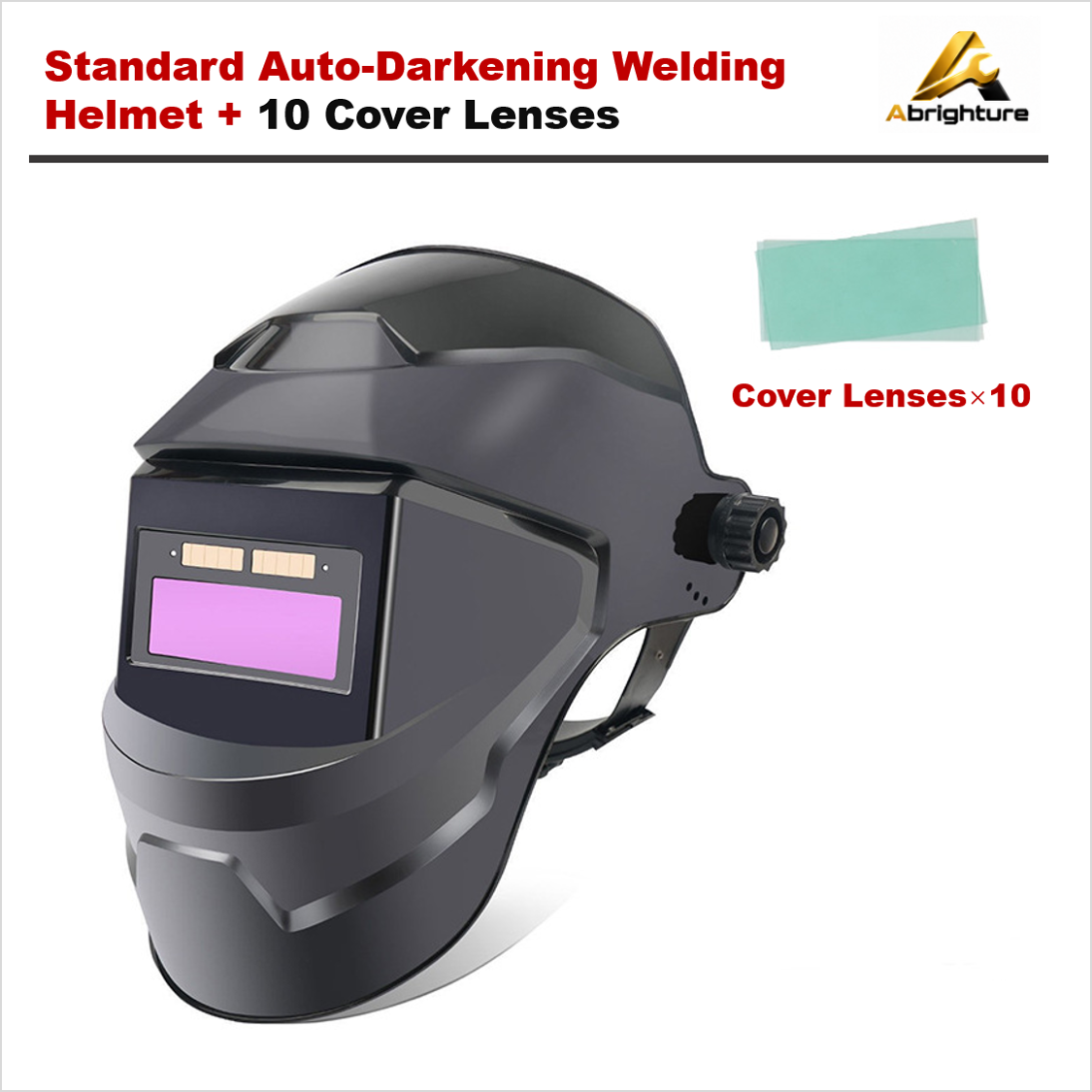 Standard Auto-Darkening Welding Helmet + 10 Cover Lenses