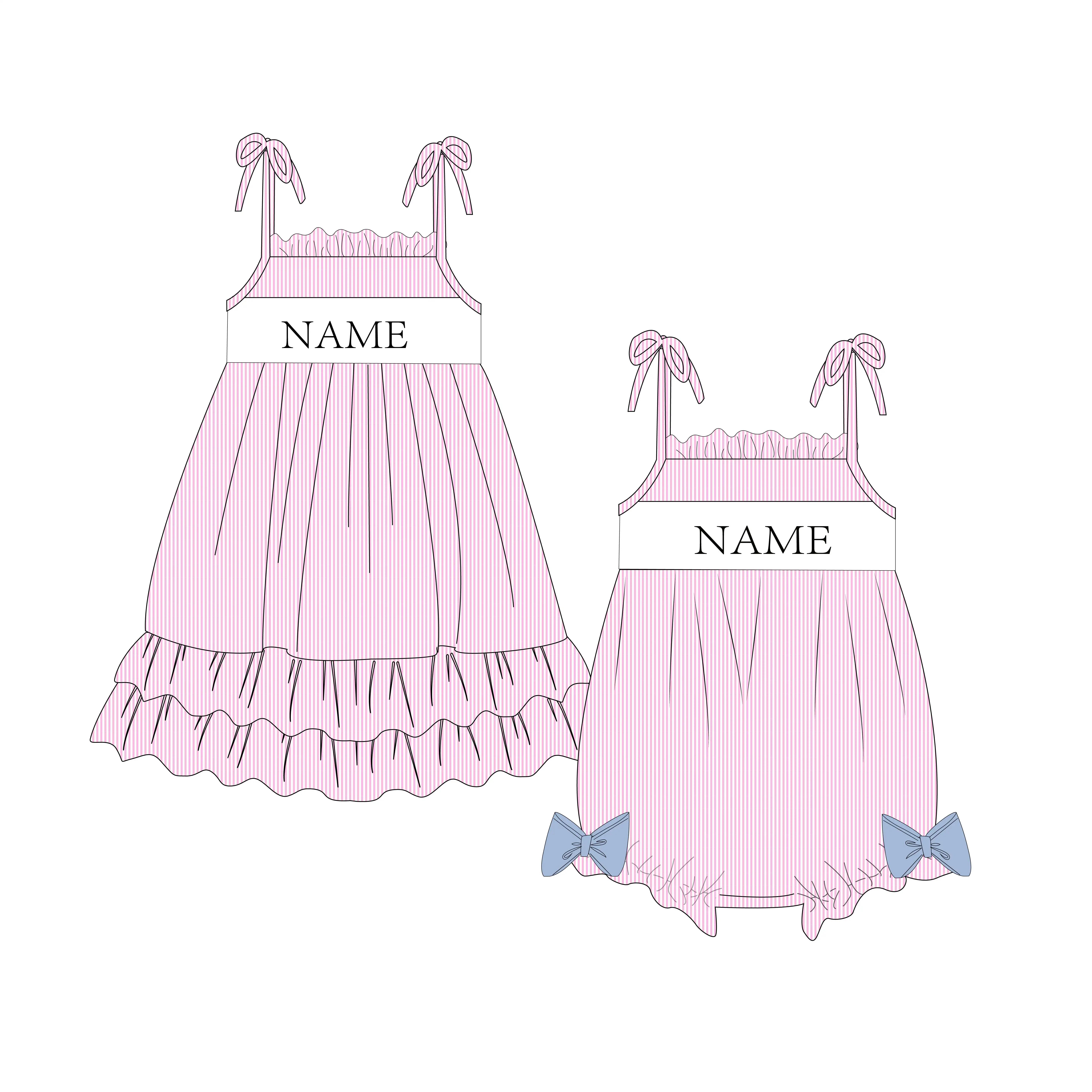 Vendita calda di abbigliamento per bambini boutique di alta qualità graziosi vestiti rosa ricamati gonna estiva per bambine vestito carino