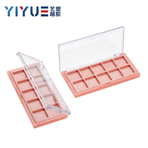 YIYUE 10 Gitter Kunststoff Kosmetik verpackungs box benutzer definiertes Logo Lidschatten Leerer Lidschatten-Paletten behälter
